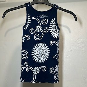 Flowers by Zoe FBZ Girls Size 6x Blue White Flower Studded Tank Top